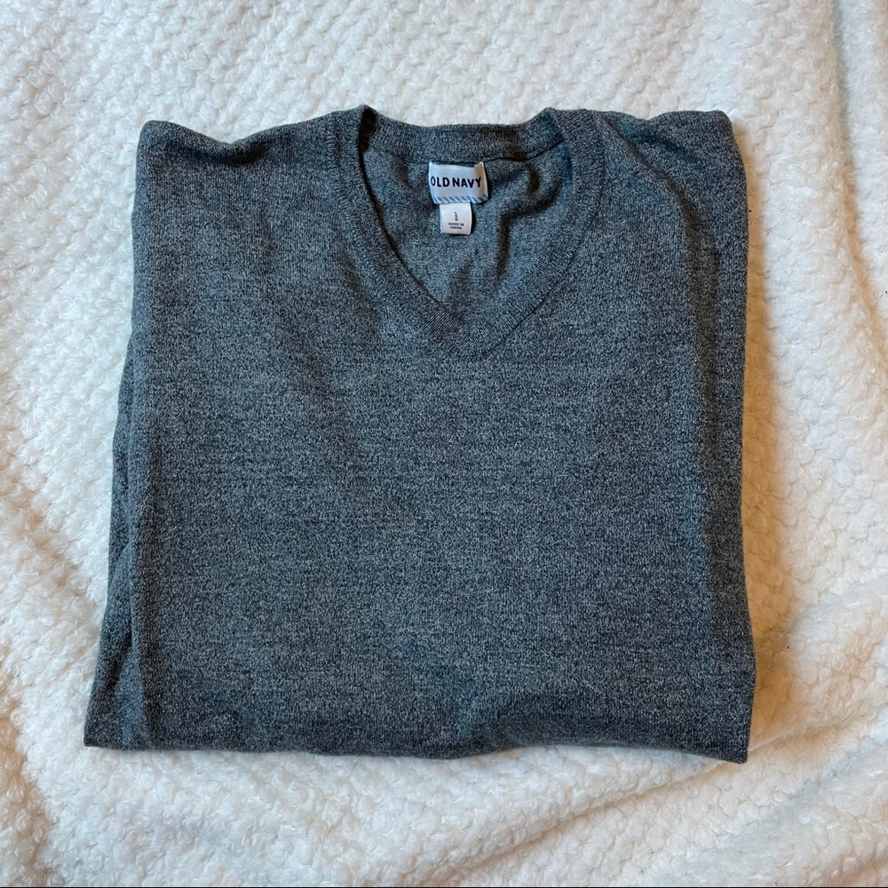 Old Navy Medium Gray Men’s V-Neck Pullover Sweater Large